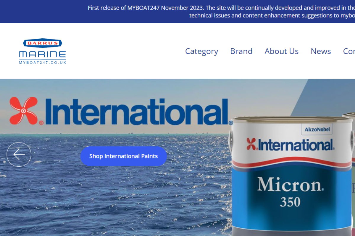 New B2B ecommerce website for Barrus Marine