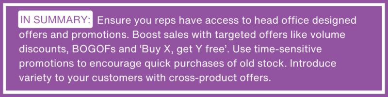 improve sales rep performance with offers and promotions