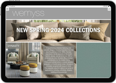 Wemyss Fabrics PixSell Sales App on iPad