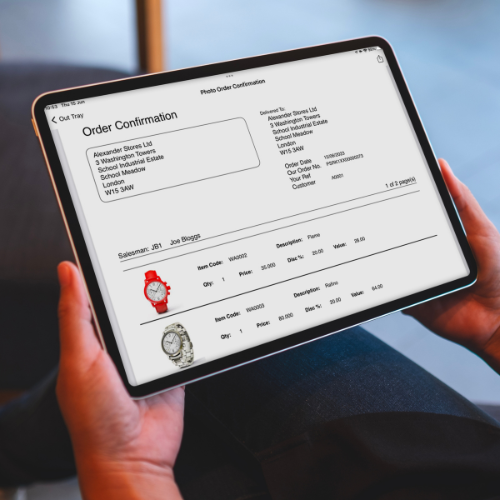 Order confirmation PDF with product images on PixSell B2B order taking app on iPad Order confirmation PDF with product images on PixSell B2B order taking app on iPad