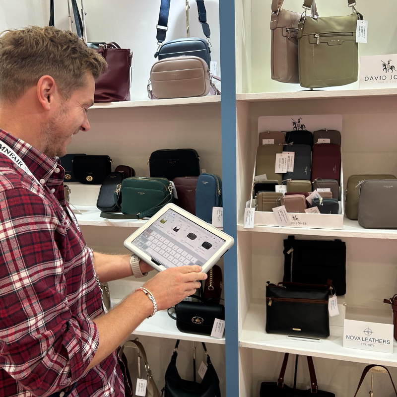 Nova Leathers using PixSell sales app on an iPad at Autumn Fair